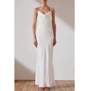 Shona Joy Luxe Bias Cowl Slip Dress, Ivory White, Size 2 XS Beach Wedding